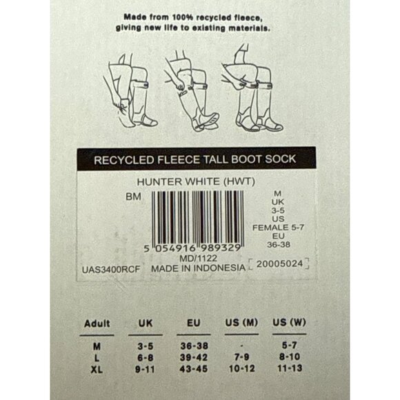 Hunter Original Tall Boot White Socks Size Medium New in Box - Picture 2 of 4